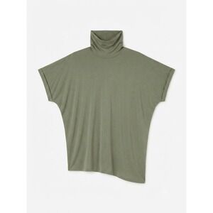 Marcella Oversized Turtleneck Top Minimalist Draped Sage Green Sz S
